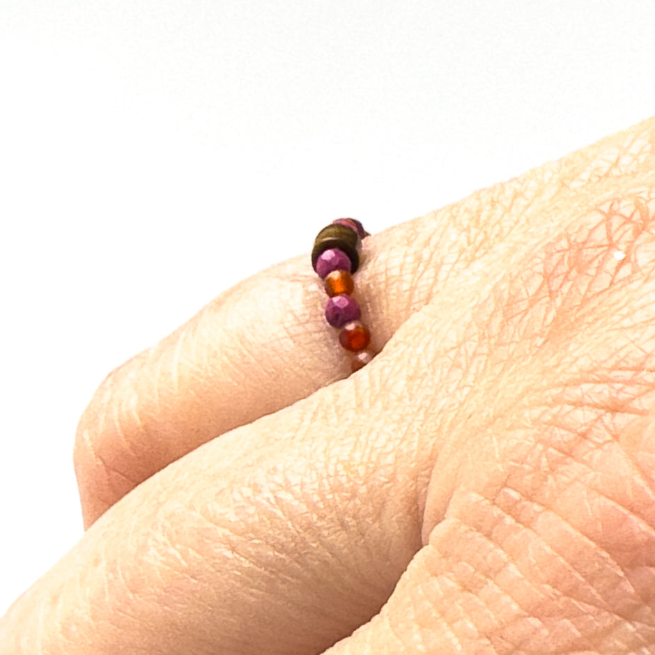Side view of Libra Birthstone Healing Crystal ring for Strength and Courage