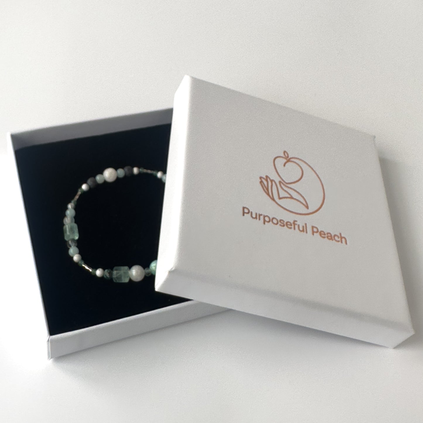 Virgo Healing Crystal bracelet for Anxiety in branded Purposeful Peach gift box