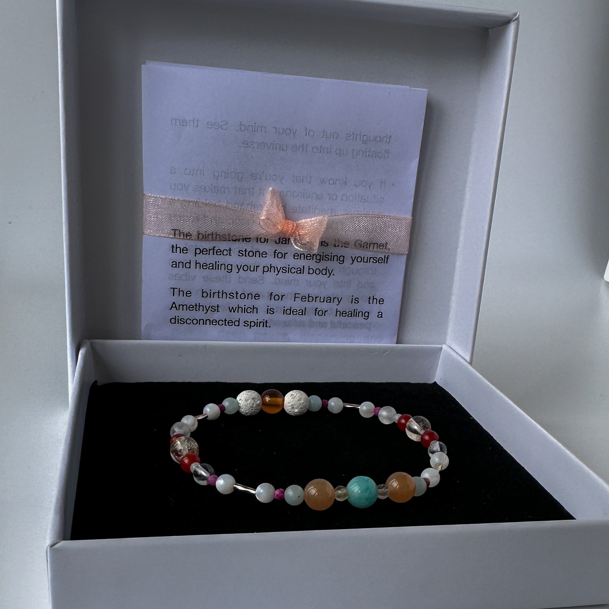 Virgo Birthstone Healing Crystal bracelet for Grief & Loss support in box