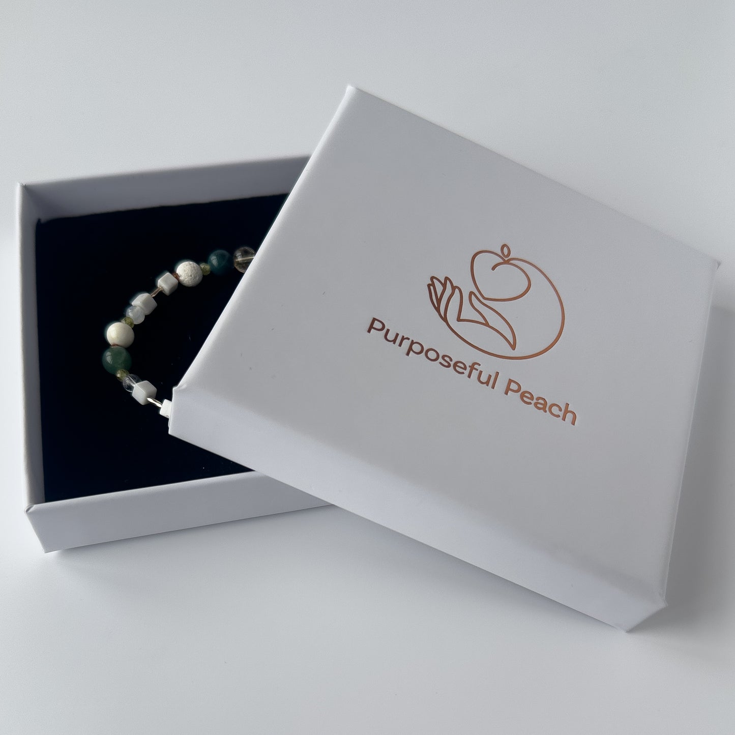 Virgo Healing Crystal bracelet for Love in branded Purposeful Peach box