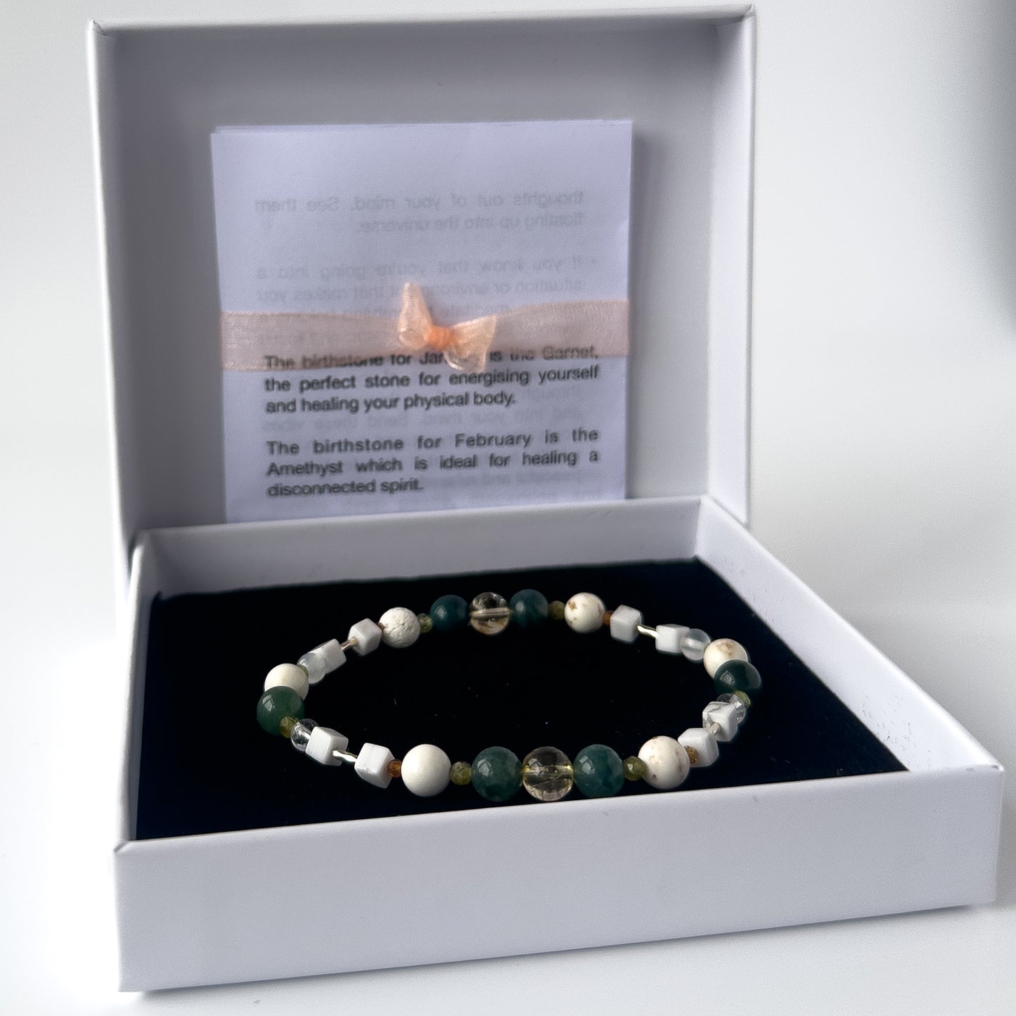 Virgo Birthstone Healing Crystal bracelet for Love and Compassion in box