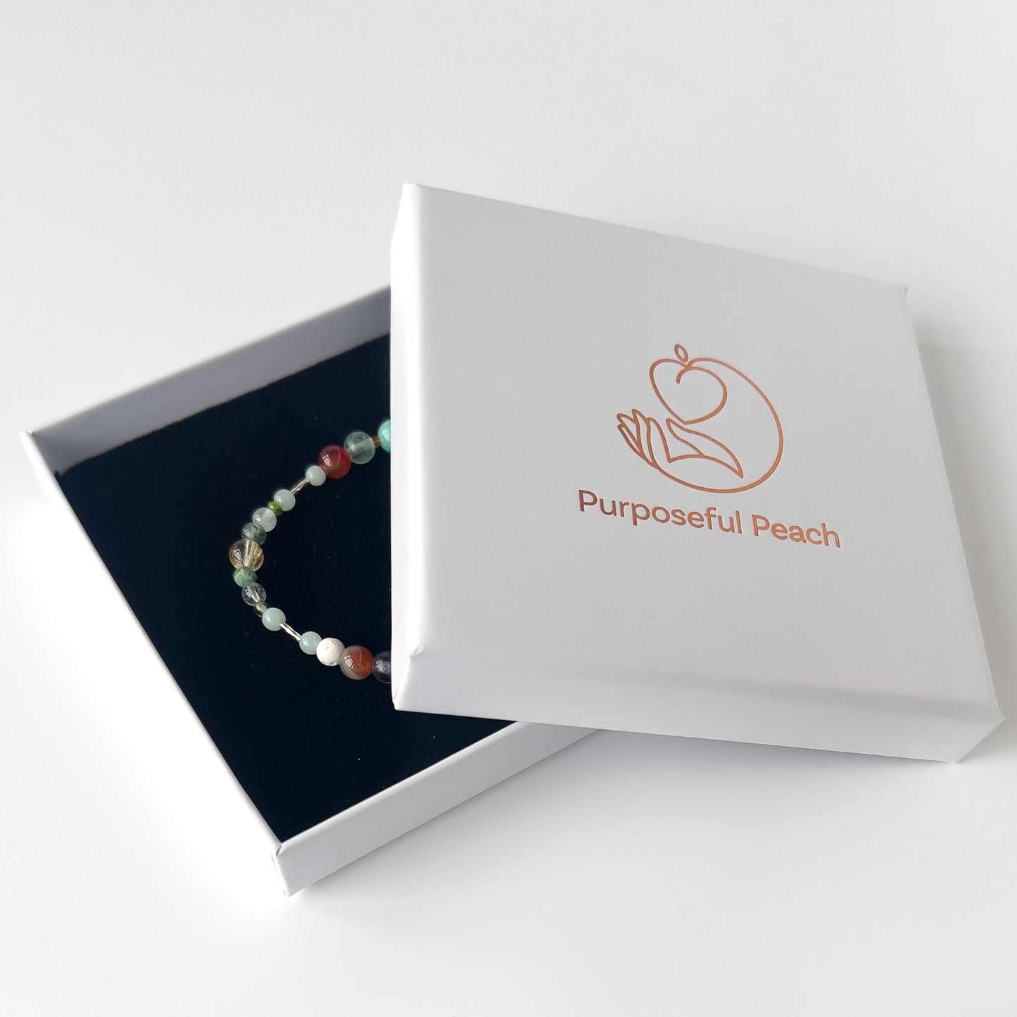 Virgo Healing Crystal bracelet for Willpower in branded Purposeful Peach box