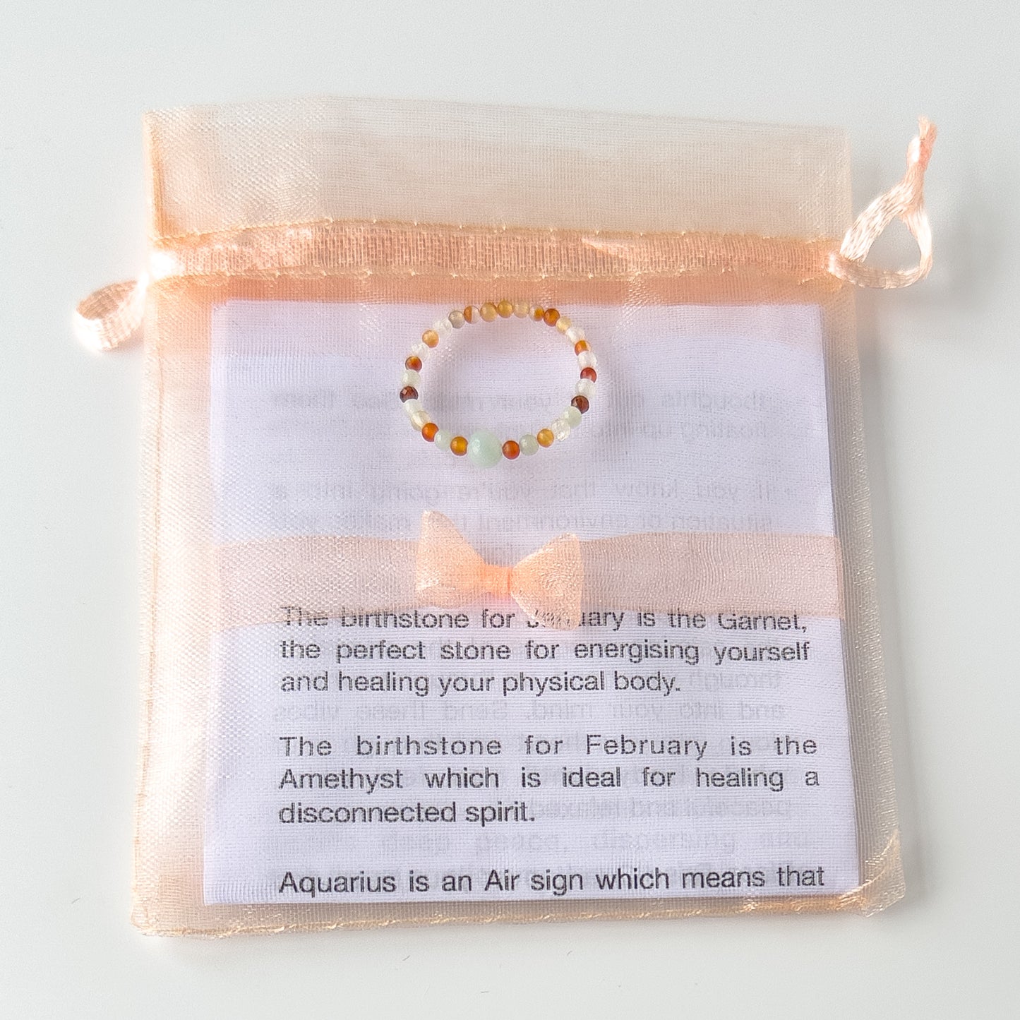 Virgo birthstone Healing Crystal ring for Strength and Courage with packaging